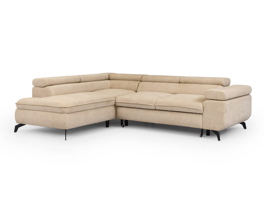 Canapé d’angle convertible, tissu chenille avec appuie-têtes réglables