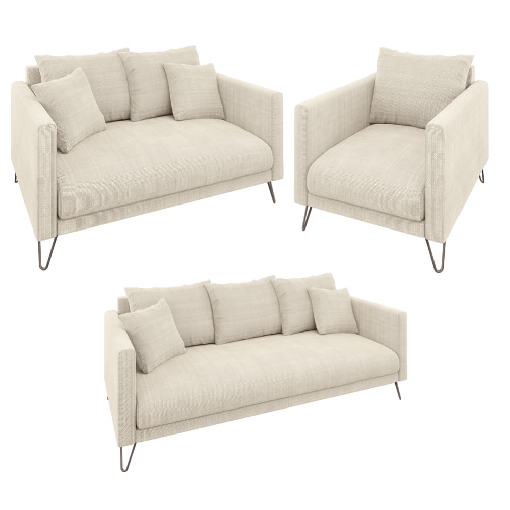 Ensemble de canapé 3+2+1 en tissu chenille beige