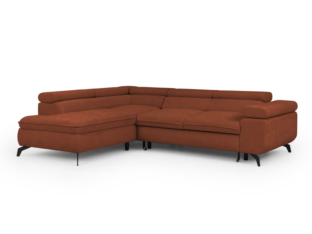 Canapé d’angle convertible, tissu chenille avec appuie-têtes réglables