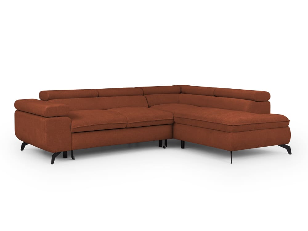 Canapé d’angle convertible, tissu chenille avec appuie-têtes réglables