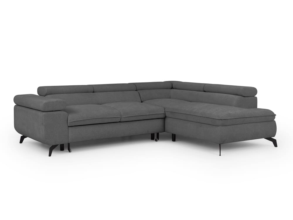 Canapé d’angle convertible, tissu chenille avec appuie-têtes réglables