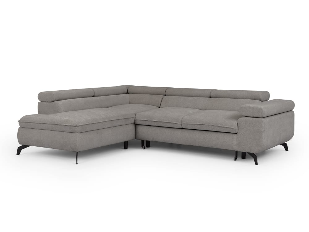 Canapé d’angle convertible, tissu chenille avec appuie-têtes réglables