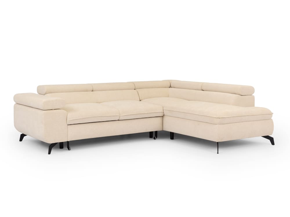 Canapé d’angle convertible, tissu chenille avec appuie-têtes réglables