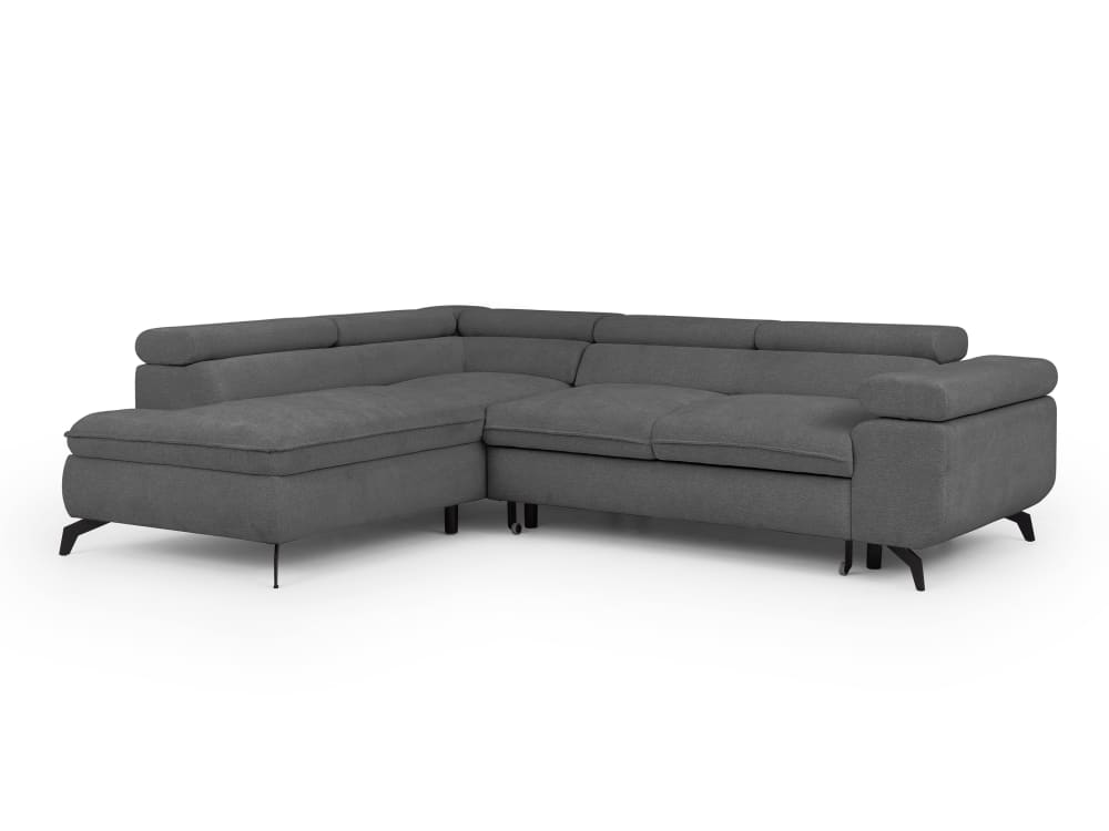 Canapé d’angle convertible, tissu chenille avec appuie-têtes réglables
