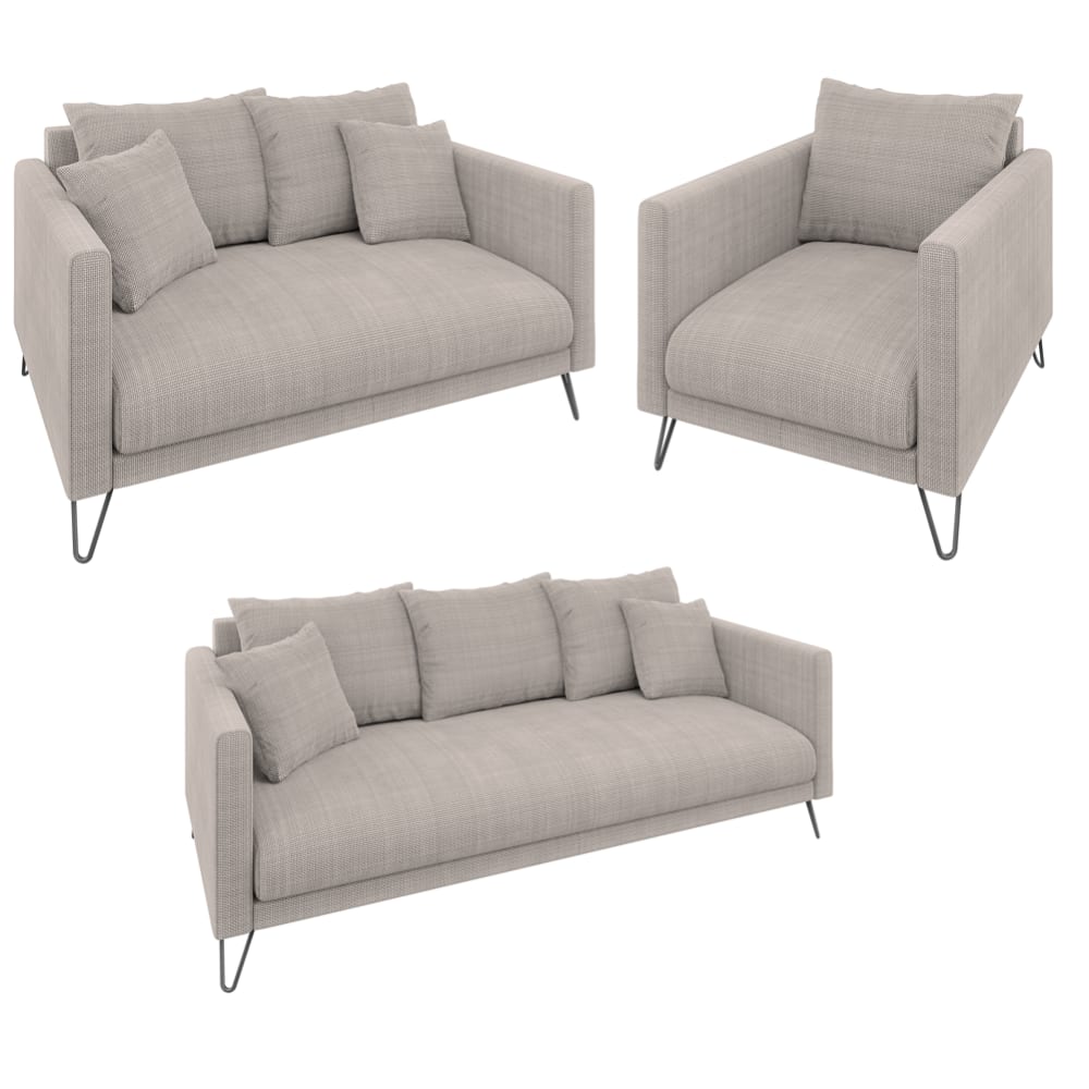 Ensemble de canapé 3+2+1 en tissu chenille taupe