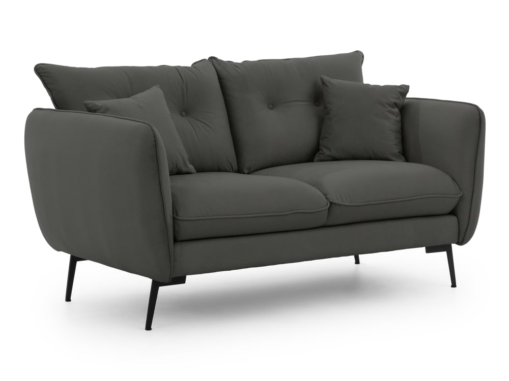 Canapé 2 places en tissu velours graphite avec pieds en métal noir