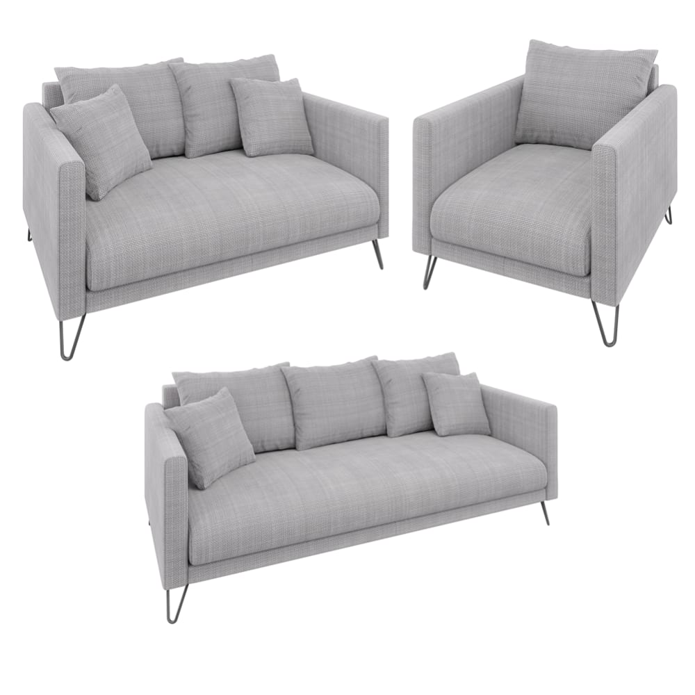 Ensemble de canapé 3+2+1 en tissu chenille gris clair
