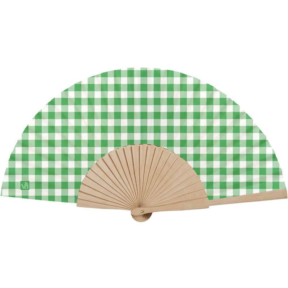 Vent de Bohème Fächer aus Birke Vichy Grün style classic chic Grün Holz
