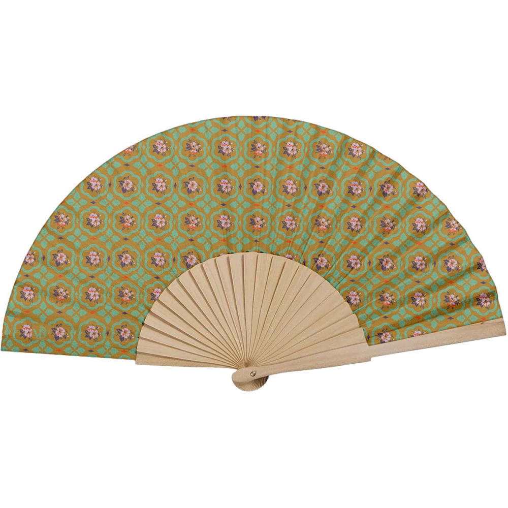 Vent de Bohème Fächer aus Birke Grafischer Druck Gold style classic chic Braun Holz