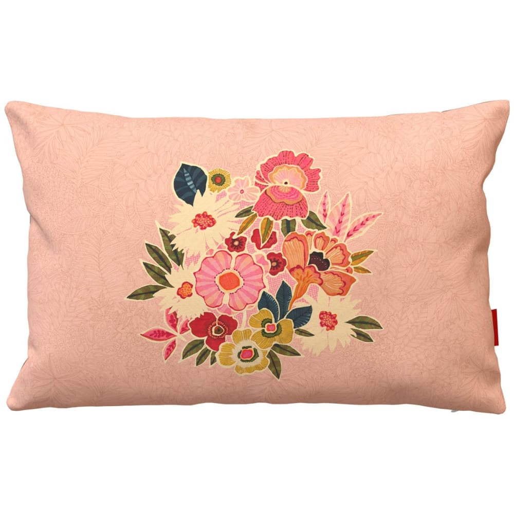 Housse de coussin extérieur 40x60 cm motif fleuri rose