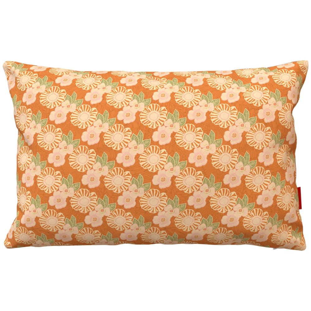 Housse de coussin extérieur 40x60 cm fleurs graphiques mandarine
