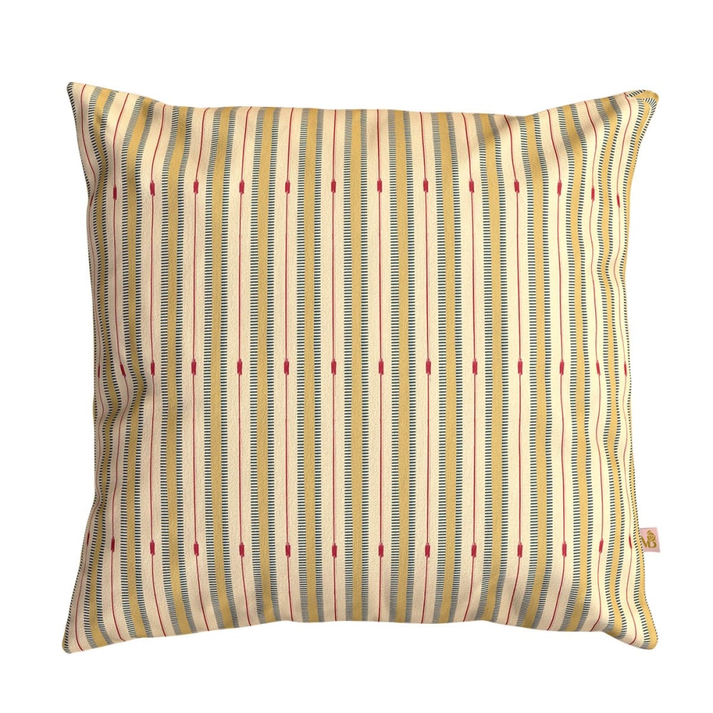 Housse de coussin extérieur 45x45 cm motif rayures ocre