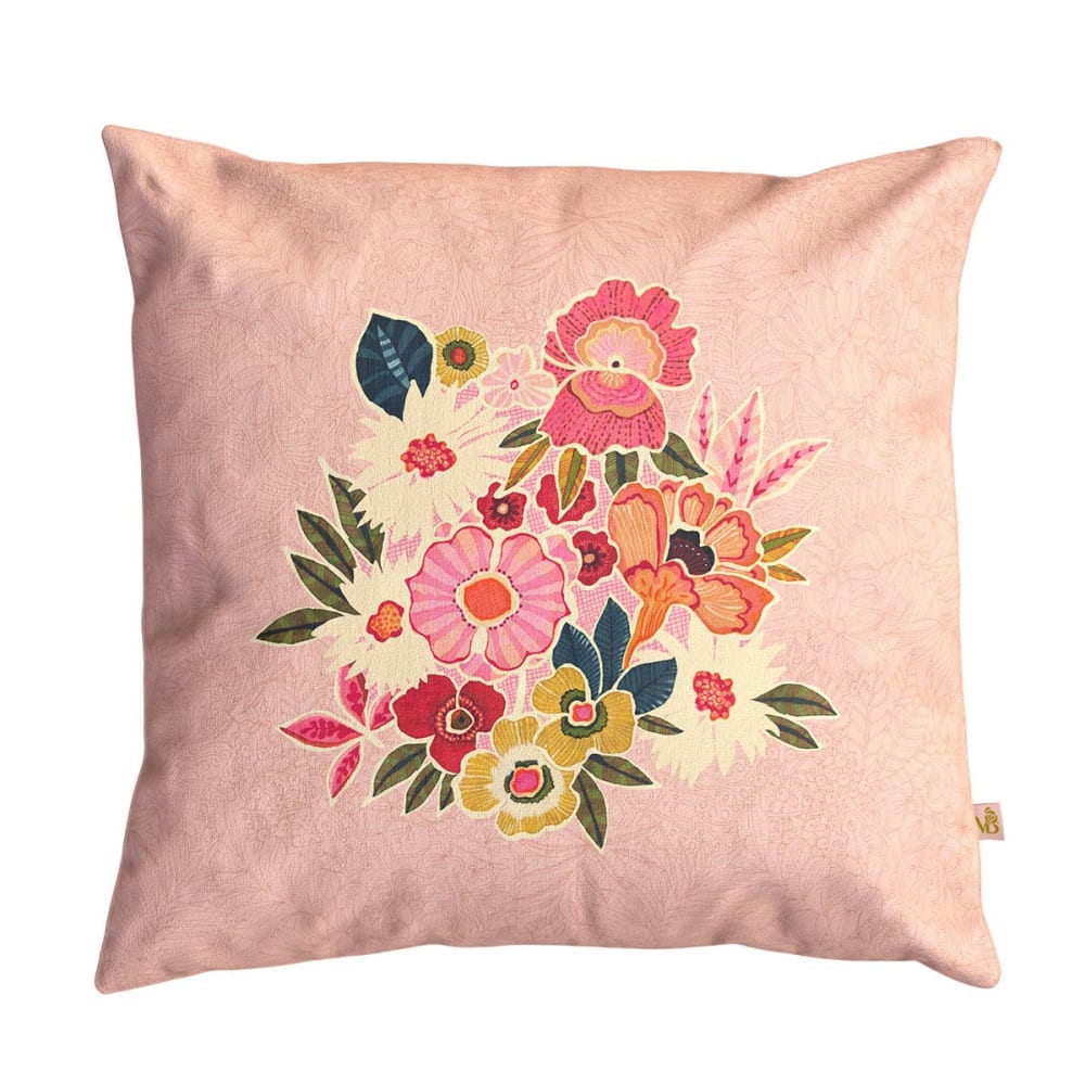 Housse de coussin extérieur 45x45 cm motif fleuri rose