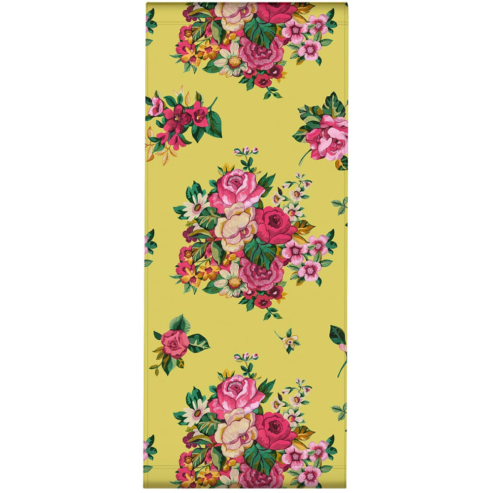 Toile outdoor pour transat, prête à poser, motif fleuri jaune