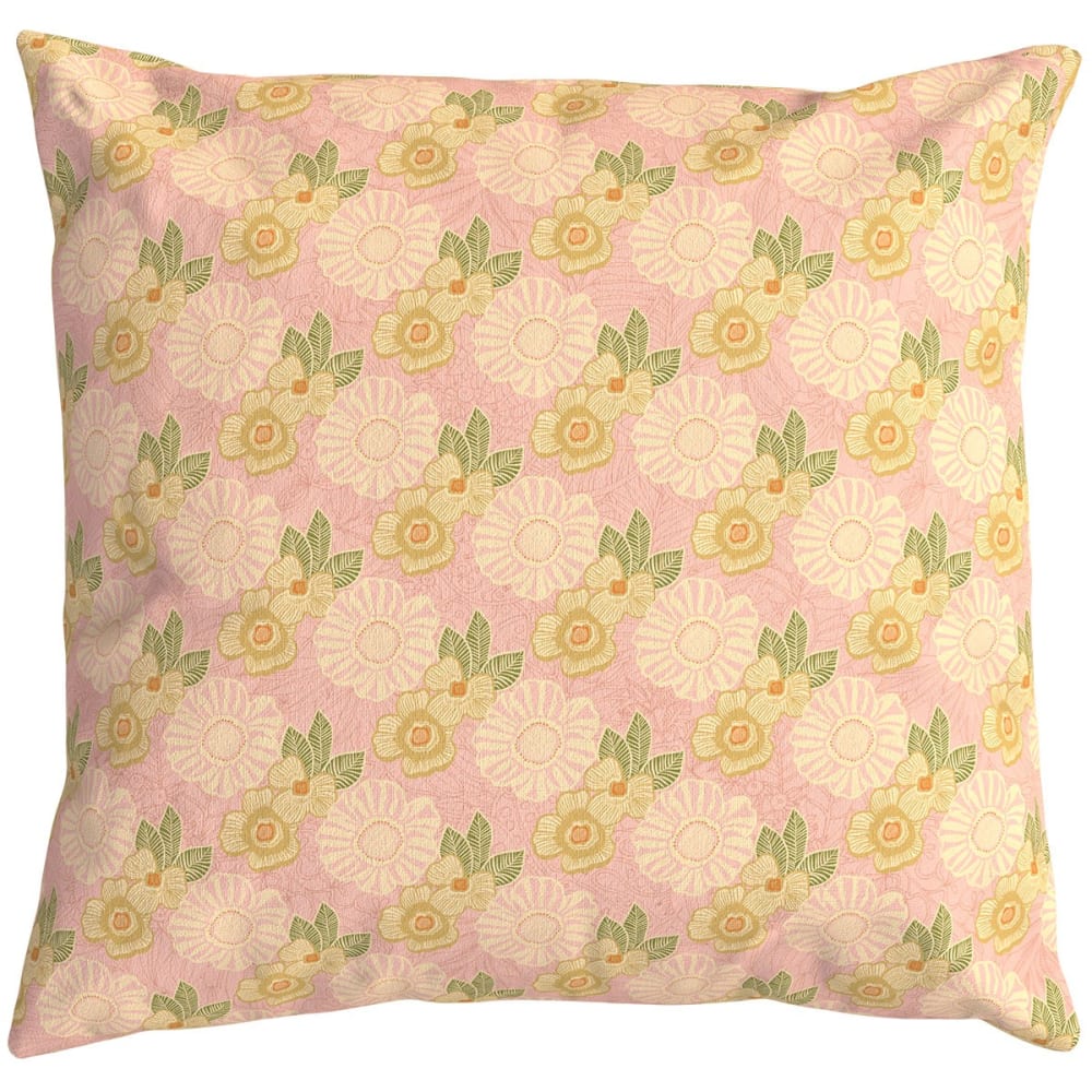 Housse de coussin extérieur 60x60 cm fleurs graphiques rose