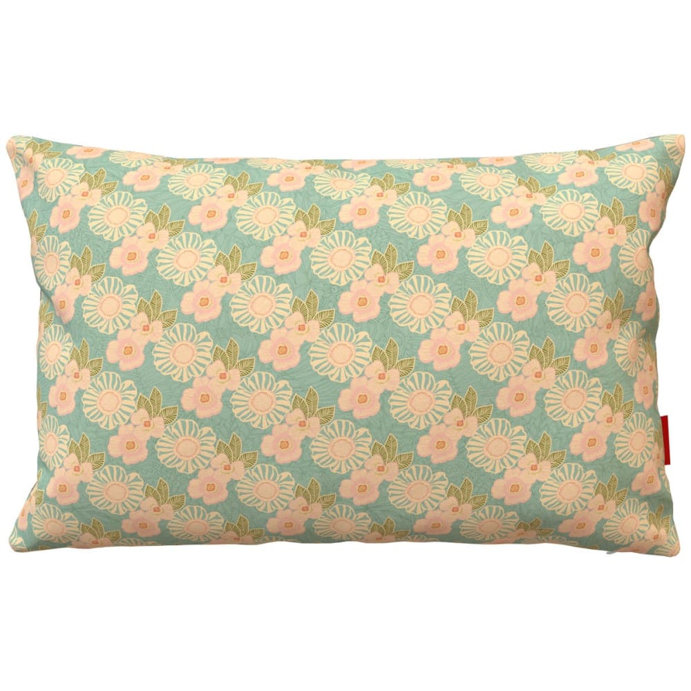 Housse de coussin extérieur 40x60 cm fleurs graphiques celadon