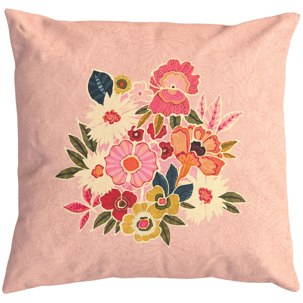 Housse de coussin extérieur 60x60 cm motif fleuri rose