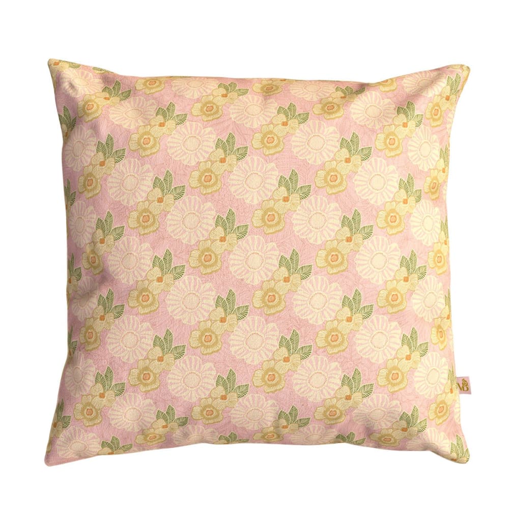 Housse de coussin extérieur 45x45 cm fleurs graphiques rose