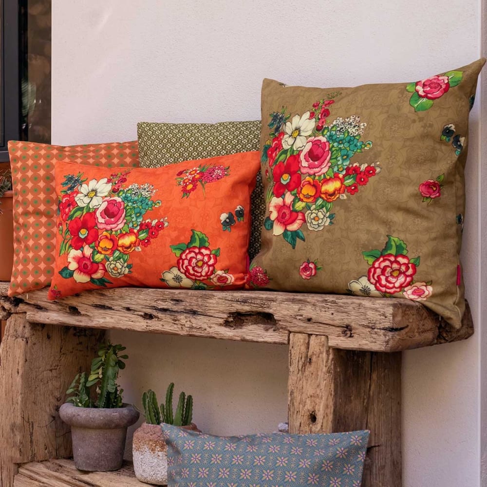 Bezug für Outdoor-Kissen Floraler Druck Gold 60x60 - Maisons Du