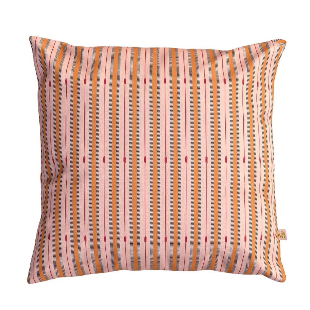 Housse de coussin extérieur 45x45 cm motif rayures rose
