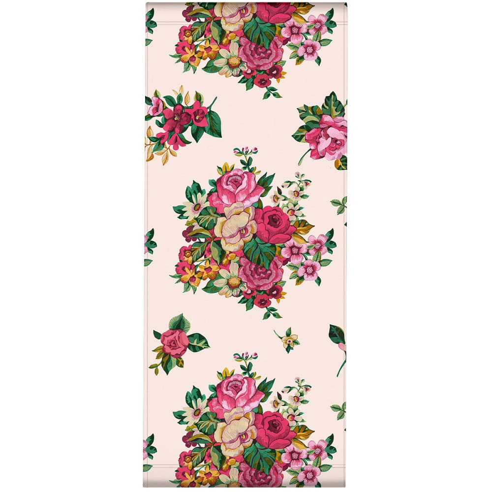 Toile outdoor pour transat, prête à poser, motif fleuri blanc