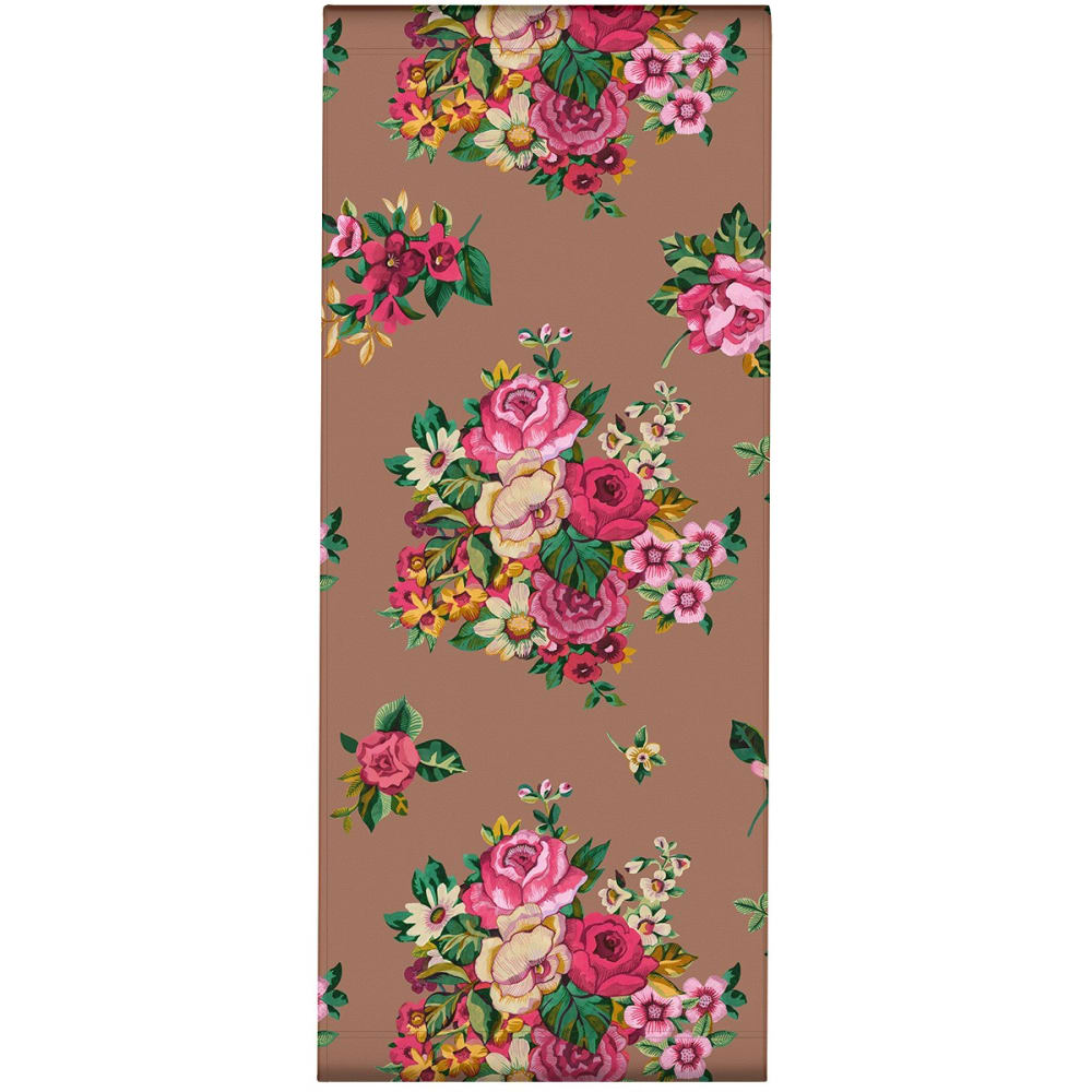 Toile outdoor pour transat, prête à poser, motif fleuri moka