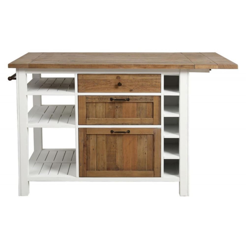 Ilot central en bois blanc