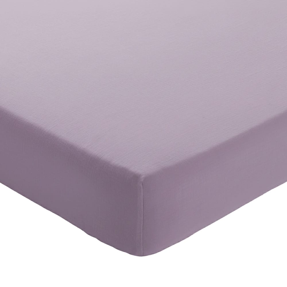 Drap-housse en coton violet parme 180x200x28cm