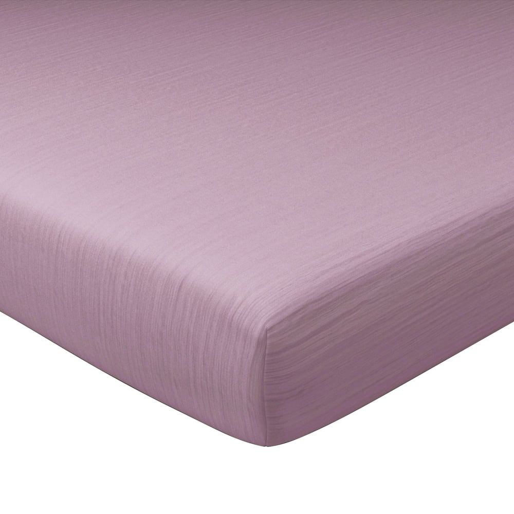 Drap-housse en coton violet parme 160x200x28cm — vue 3