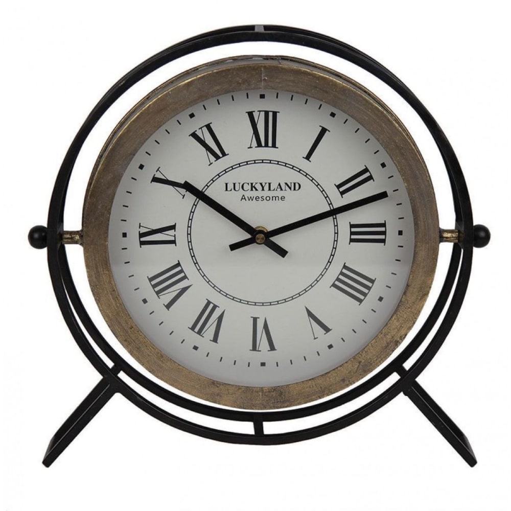 Horloge ronde en métal noir