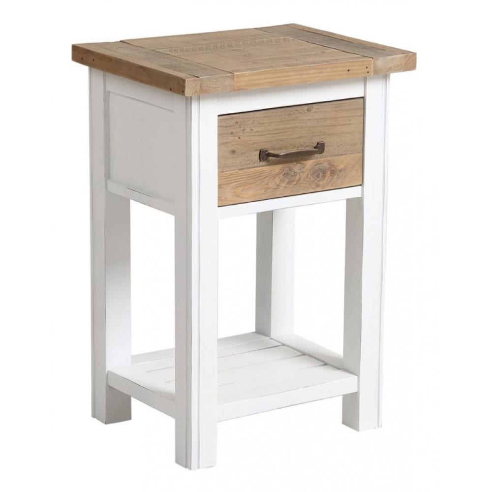 Table de chevet 1 tiroir en bois blanc