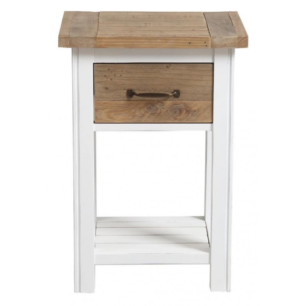 Table de chevet 1 tiroir en bois blanc