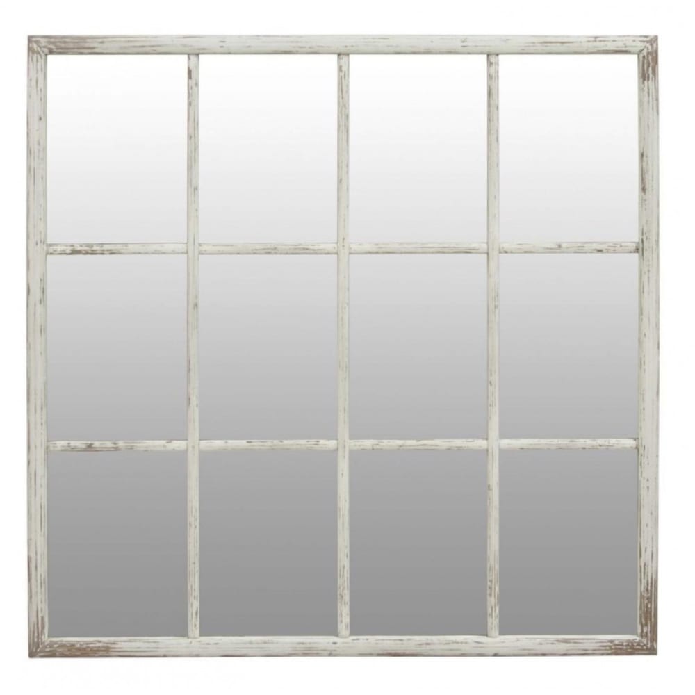 Miroir carré fenêtre en bois blanc
