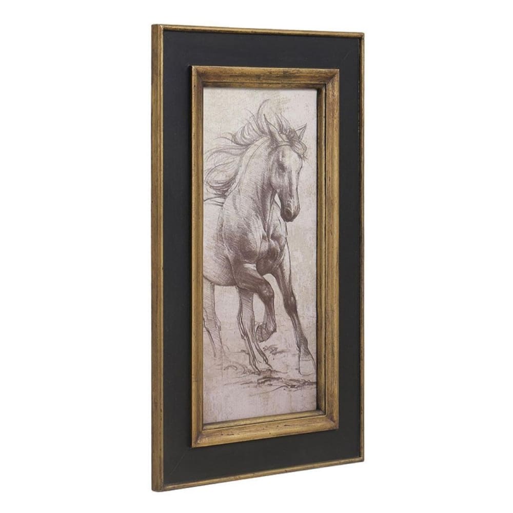 Tableau dessin cheval en bois noir