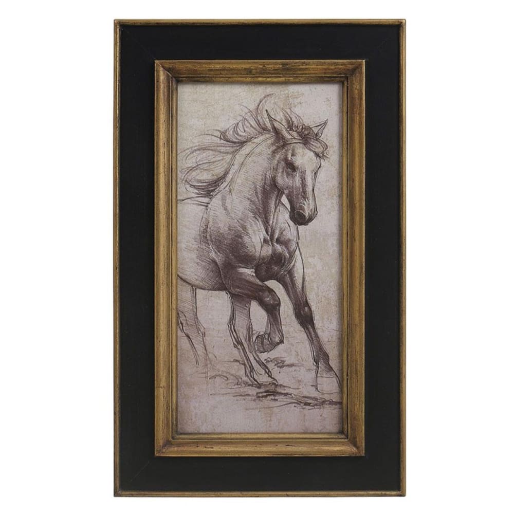 Tableau dessin cheval en bois noir