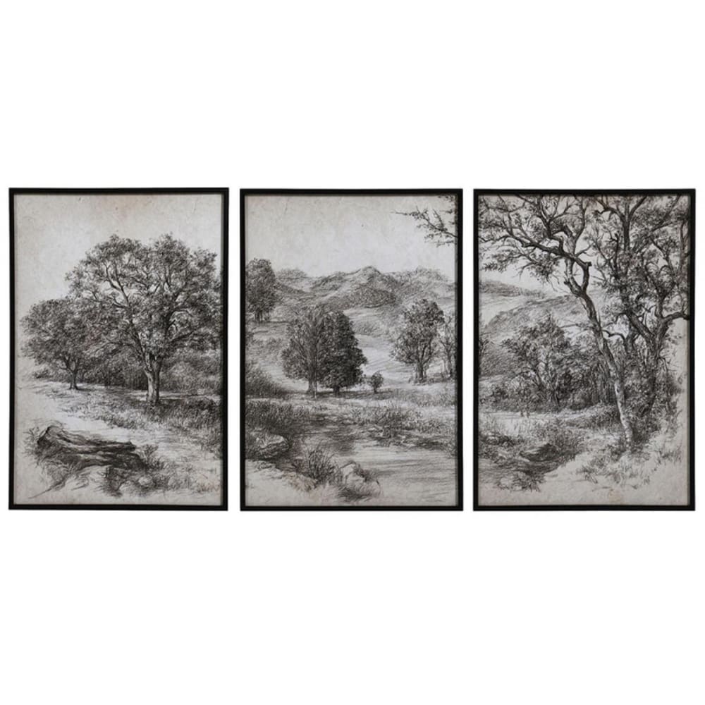 Triptyque toile de jouy - bois