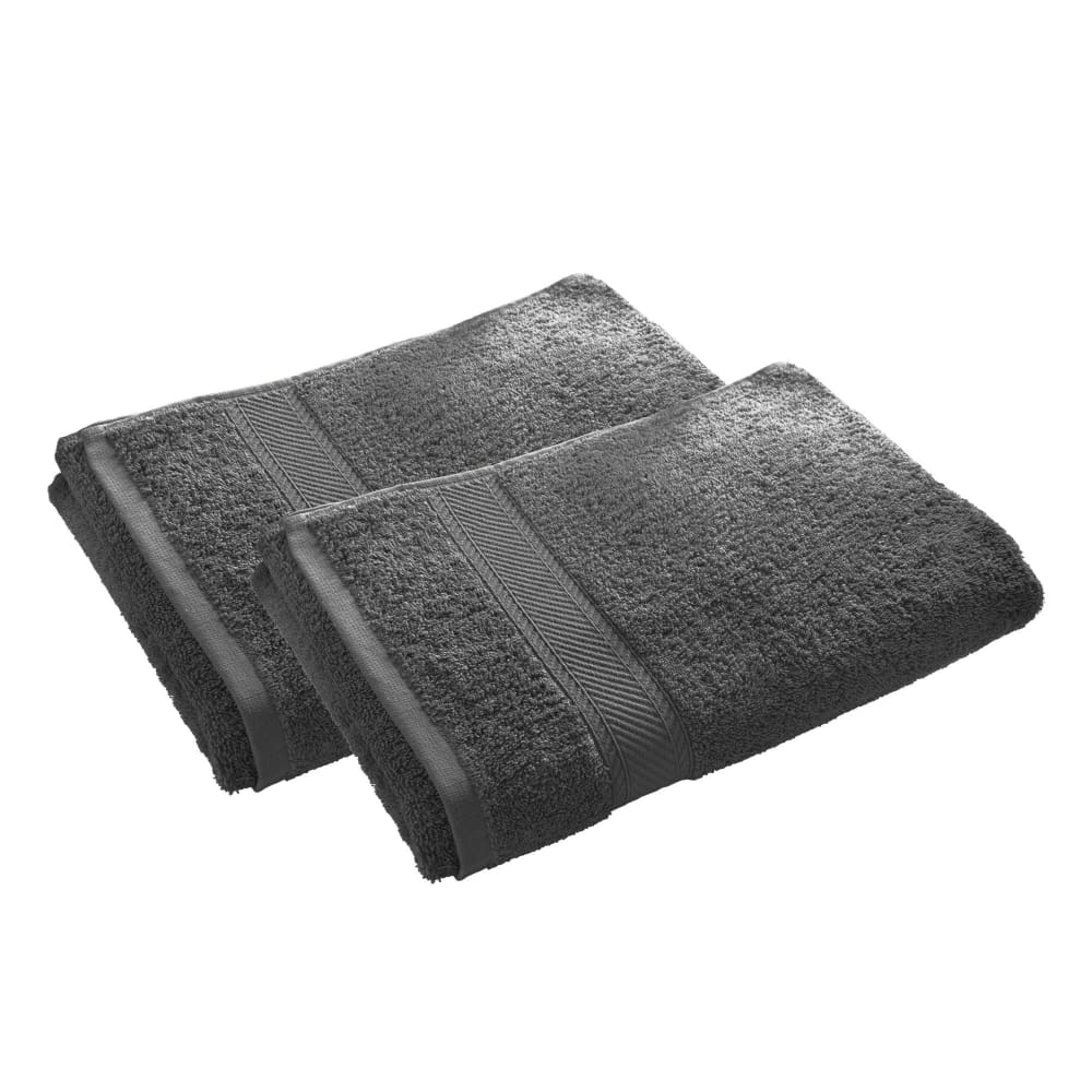 Lot de 2 serviettes de toilette en coton gris foncé 50x100