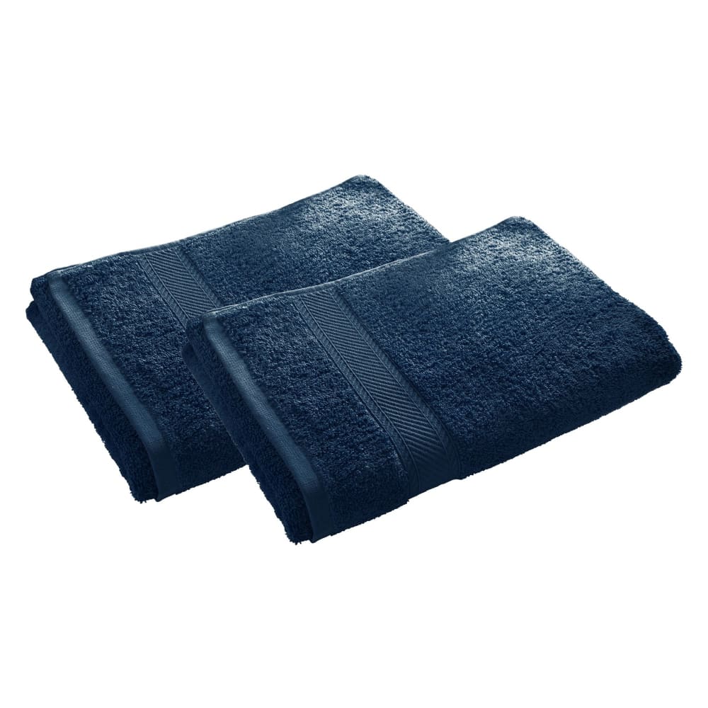 Lot de 2 serviettes de toilette en coton bleu marine 50x100