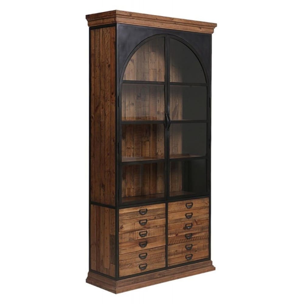 Vaisselier 2 portes en bois marron