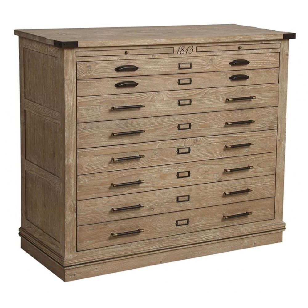 Commode 4 tiroirs en bois beige