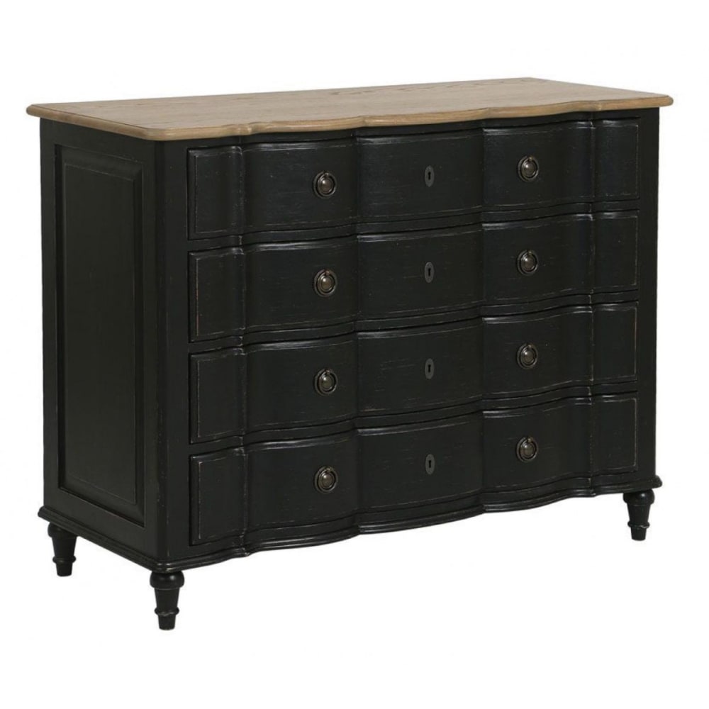 Commode 4 tiroirs en bois noir