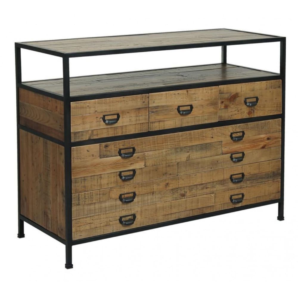 Commode 5 tiroirs en bois marron