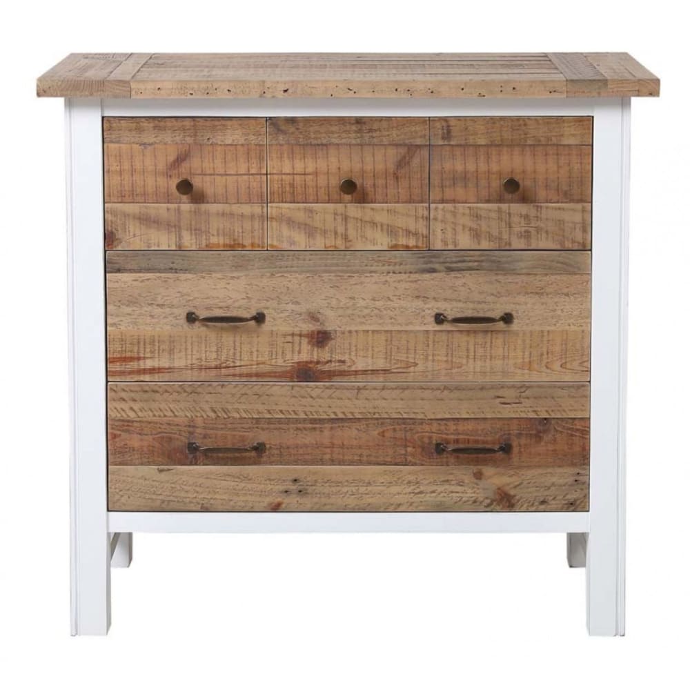 Commode 5 tiroirs en bois blanc