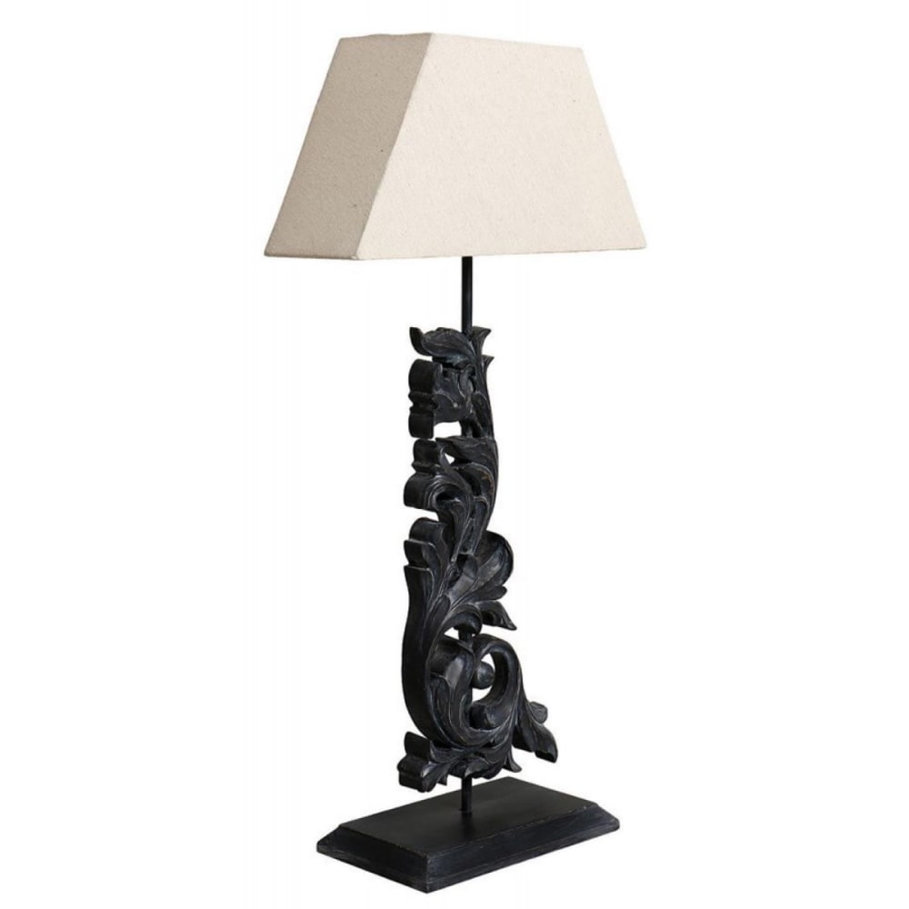 Lampe arabesque en bois noir