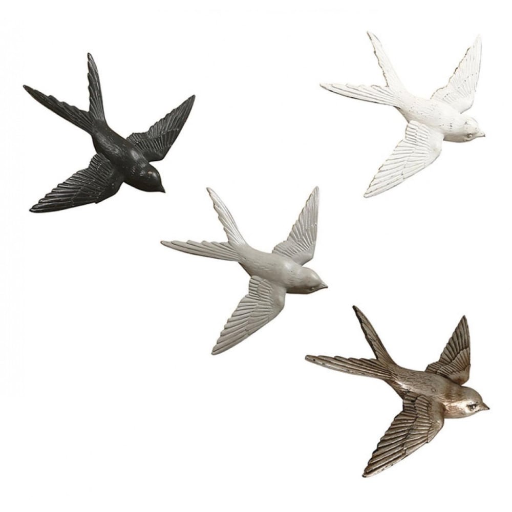 Hirondelle murale (set de 4) en résine blanc