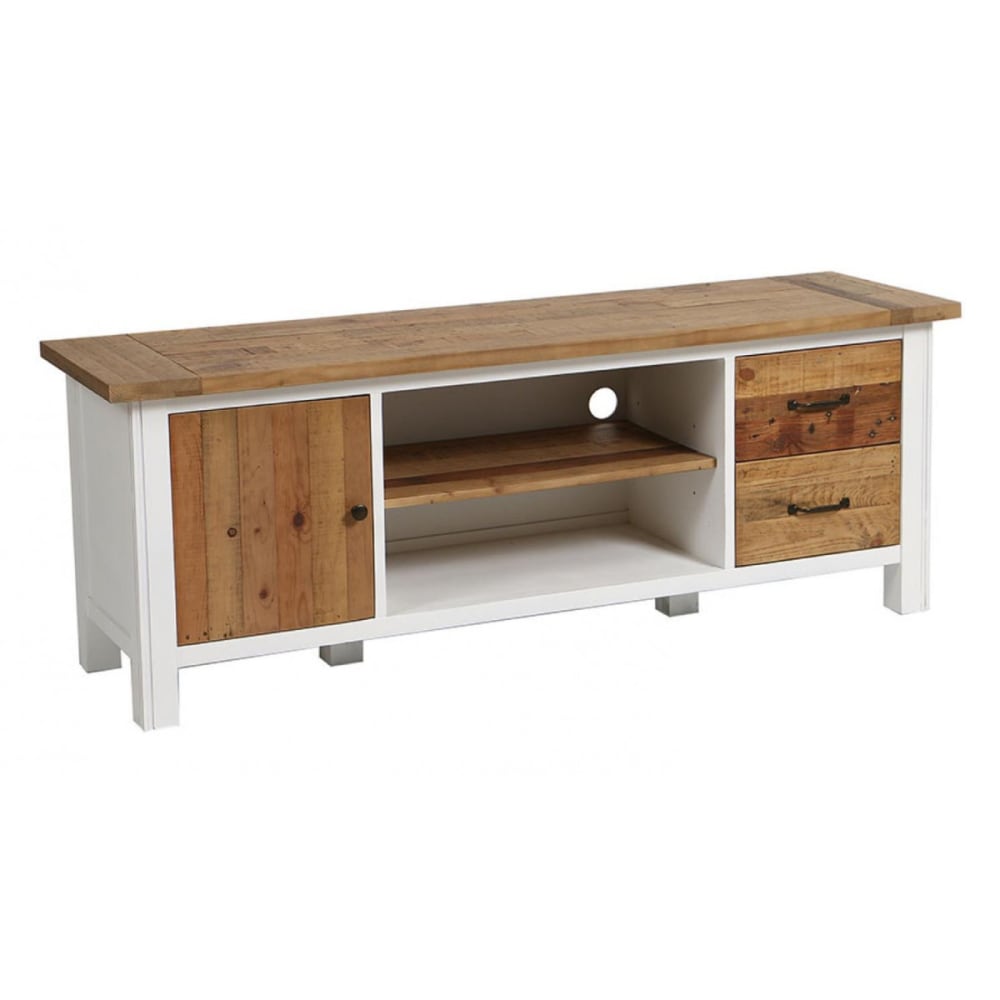 Meuble tv avec rangements en bois blanc