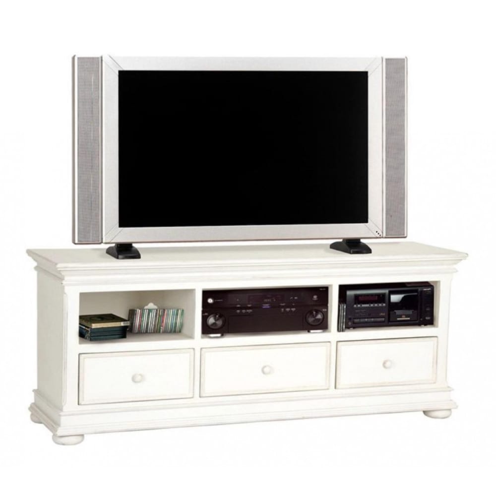 Meuble tv avec 3 rangements en bois blanc