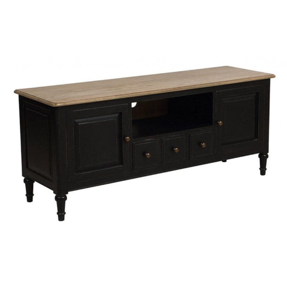 Meuble tv avec rangements en bois noir