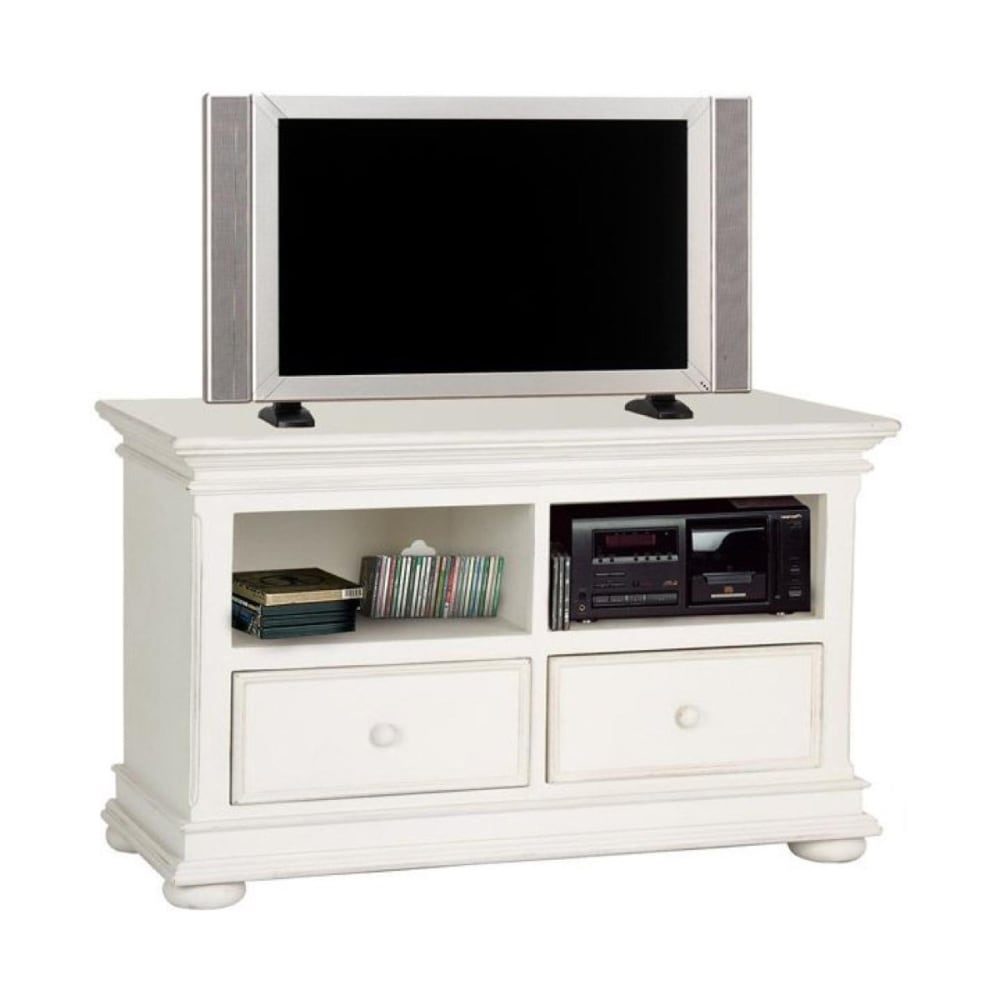 Meuble tv avec 2 rangements en bois blanc