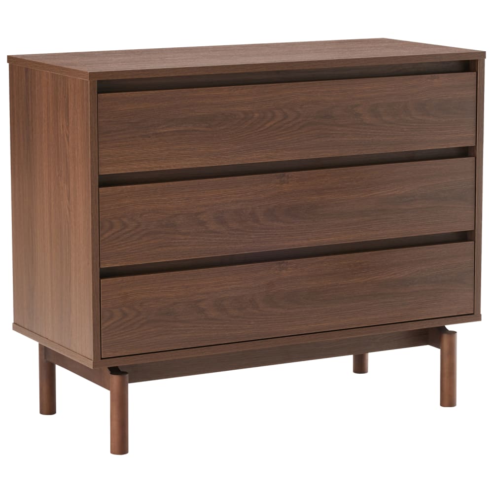 Commode en bois foncé 3 tiroirs 90cm